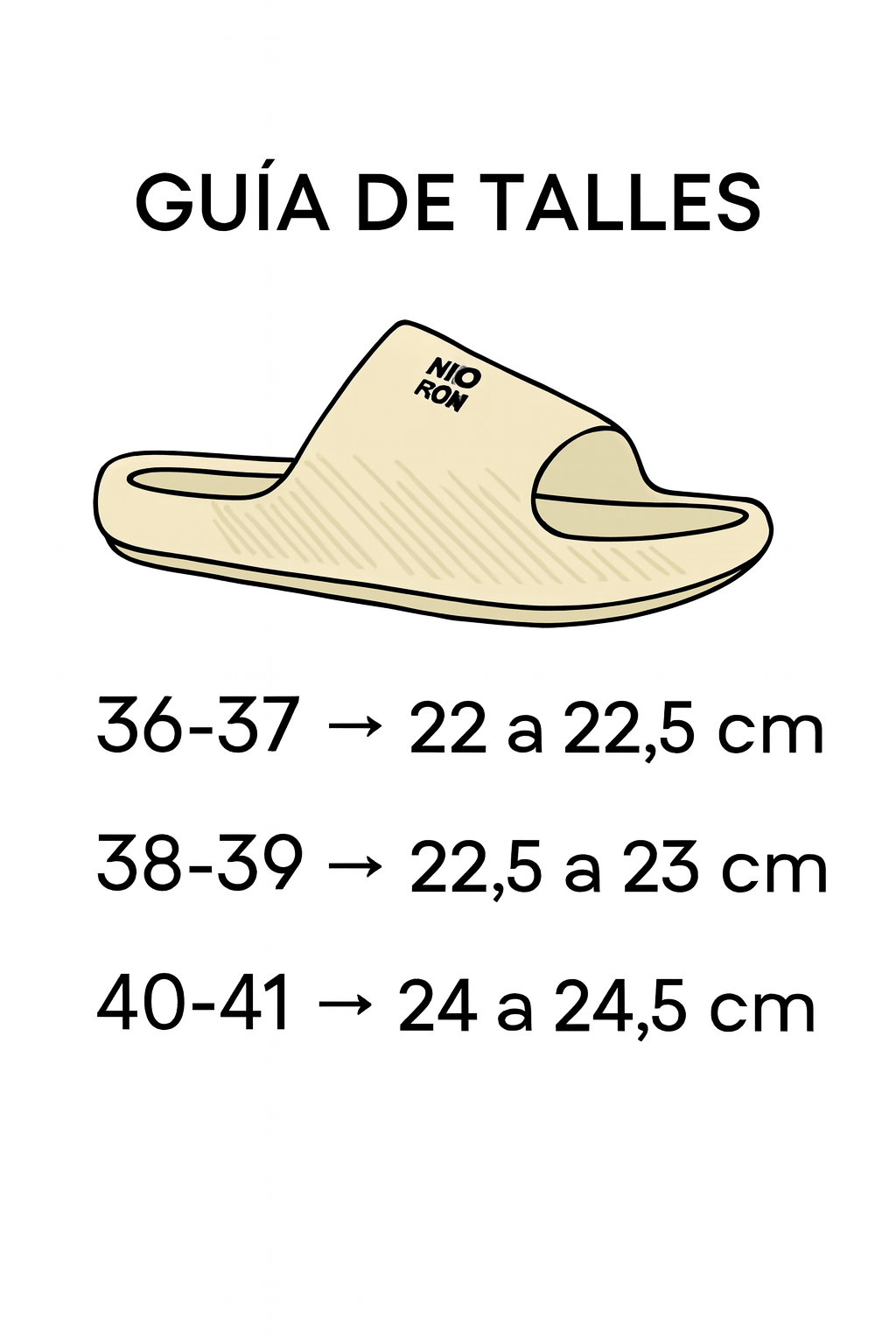 Chancla de goma VER FOTO GUÍA DE TALLES