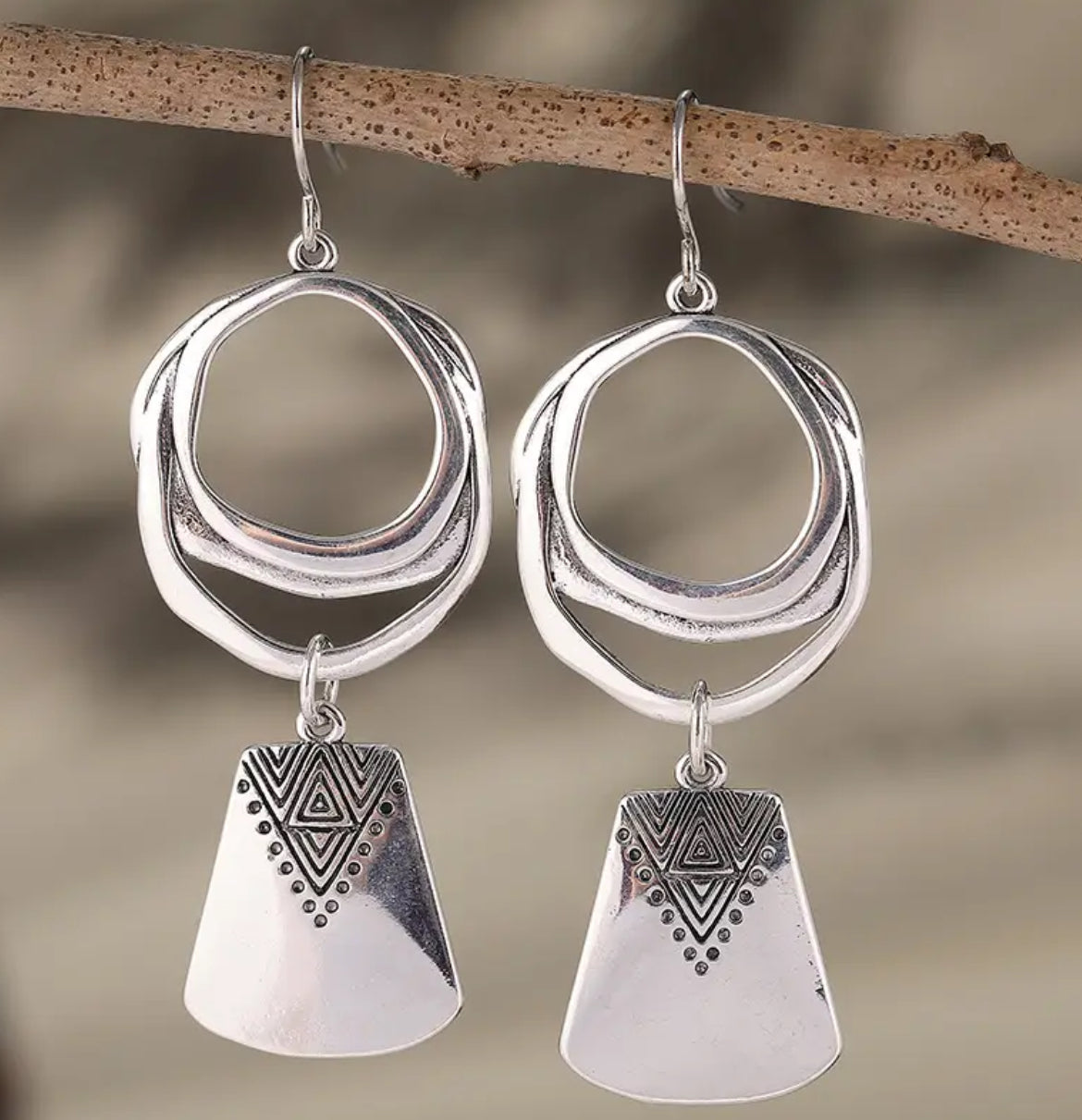 Caravanas colgantes artesanales Boho triángulo