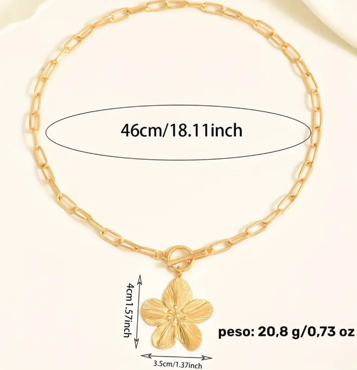 Cadena collar flor baño dorado
