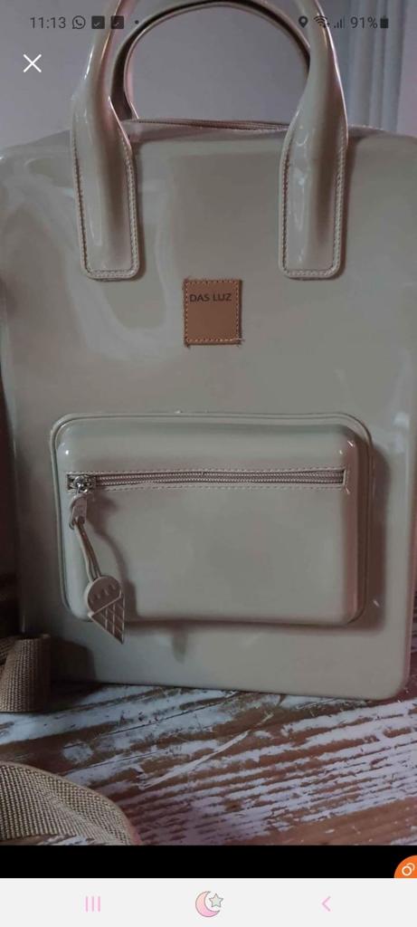 Matera mochila de goma combinada beige