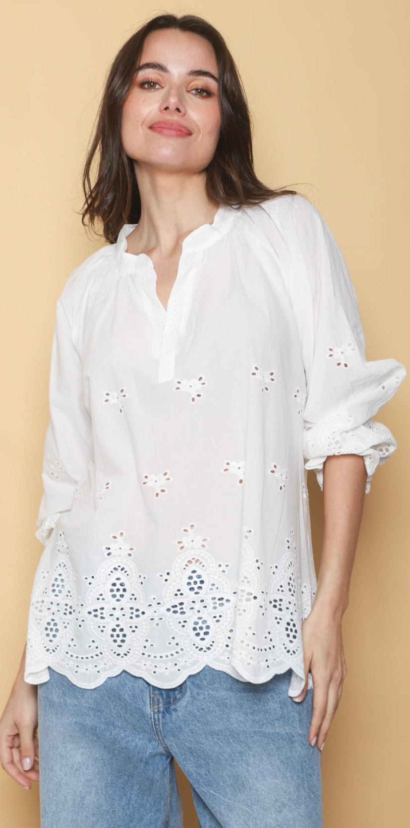 Camisa bordado calado