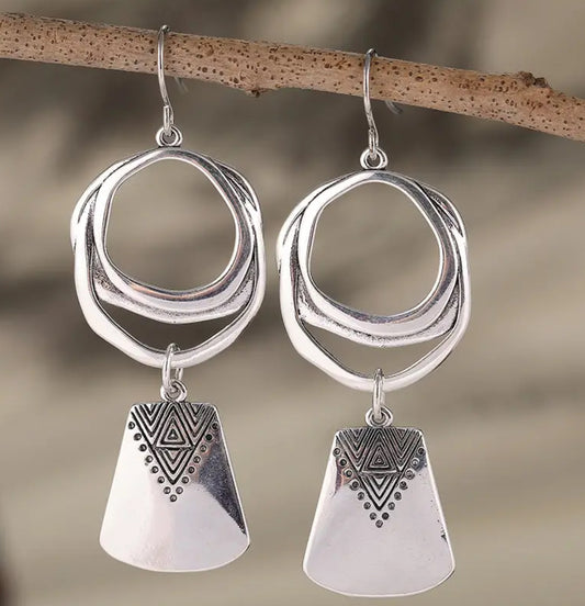 Caravanas colgantes artesanales Boho triángulo