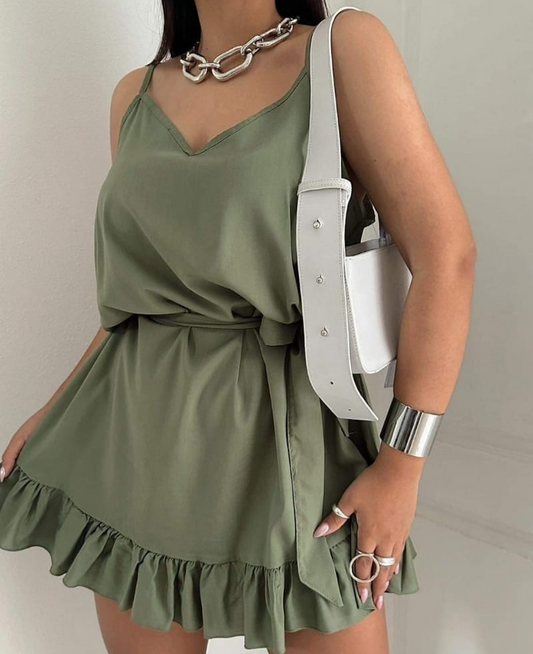 Vestido con lazo verde agua over size