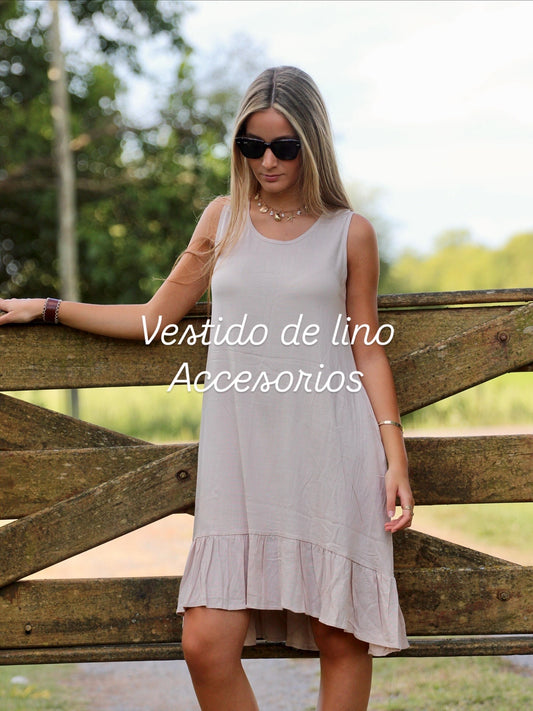Vestido en lino semi elastizado oversize