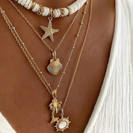 Collar múltiples cadenas con playa