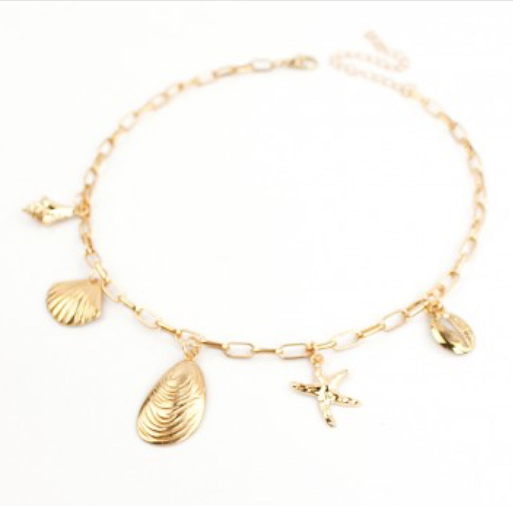 Cadena brillante dijes mar