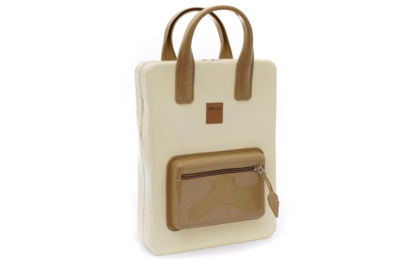 Matera mochila de goma combinada beige
